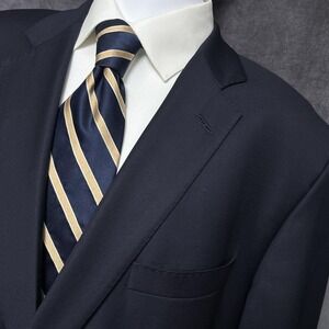 Carroll Co Blazer 48L Navy Blue Loro Piana 130s Italian Wool Gold Canada Jacket